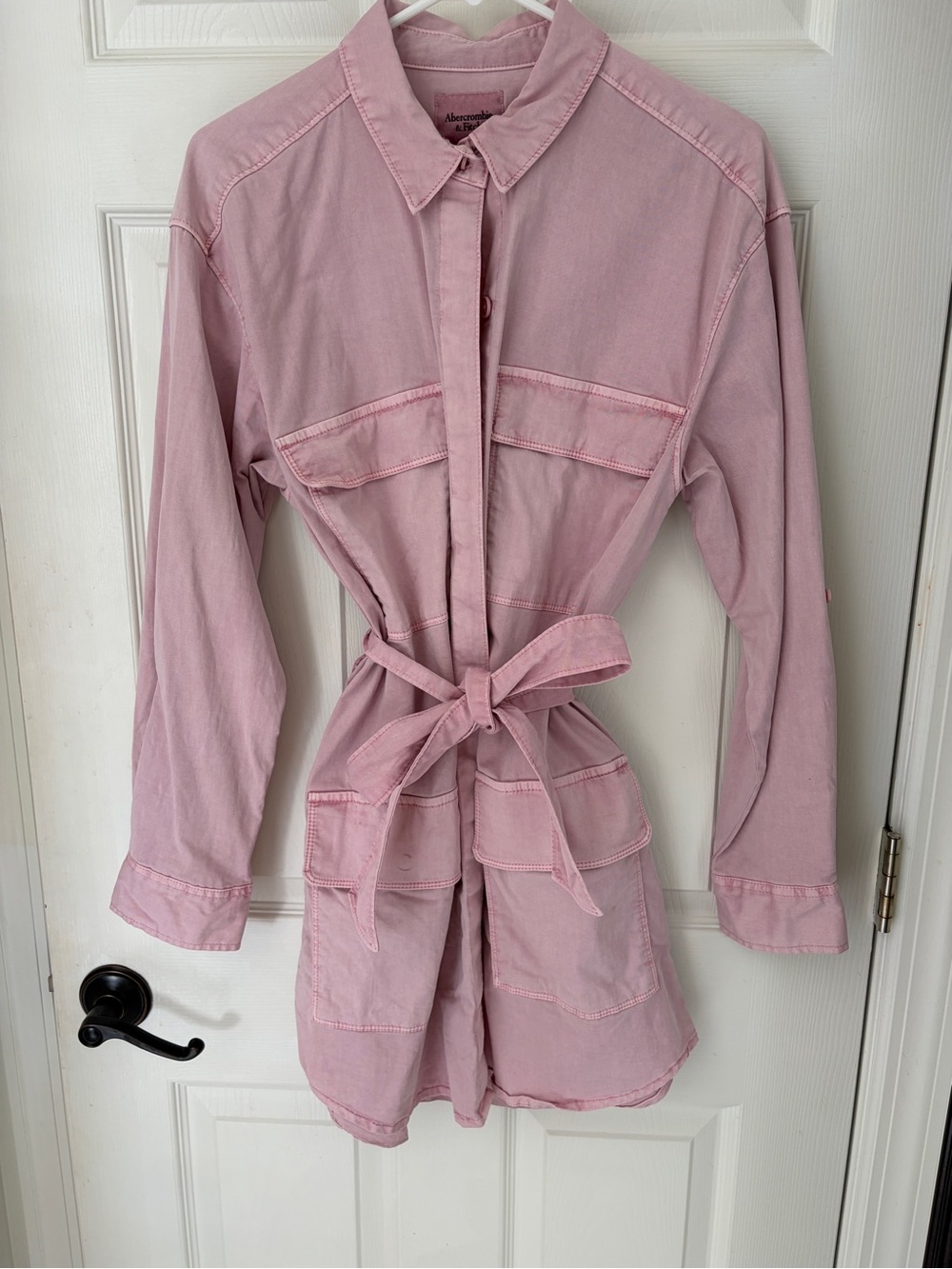 Abercrombie & Fitch Pink Utility Belted Dress